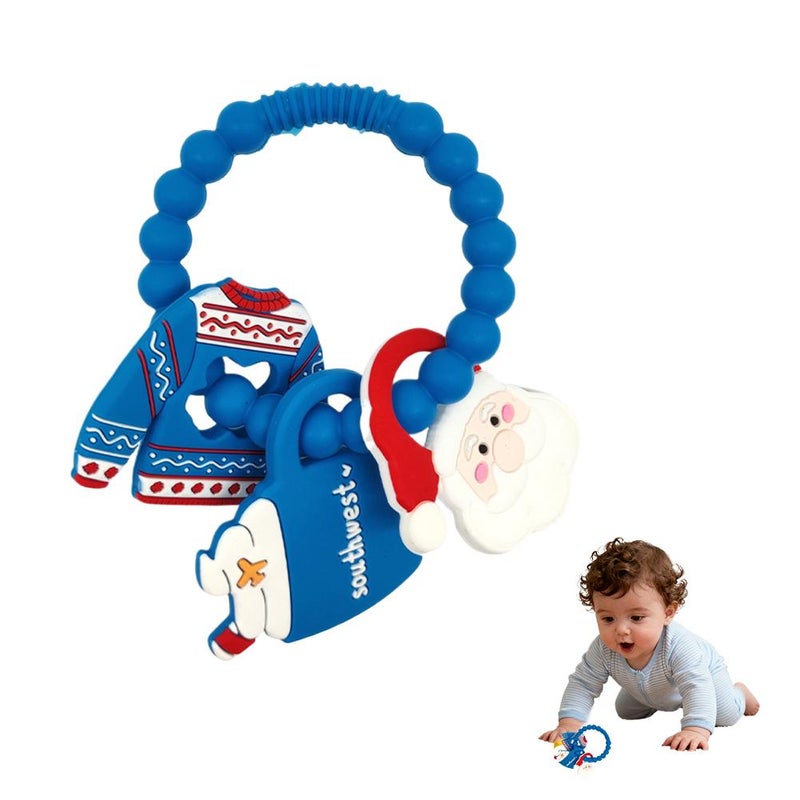 New food-grade silicone teething toy for babies and mothers, Christmas soothing teether wholesale.